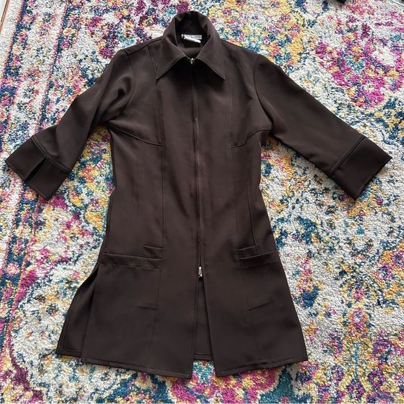 Vintage 90s brown preppy going out soft grunge blouse - Picture 4 of 6